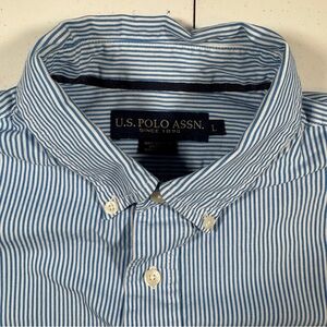 U.S. Polo Assn. Men's Blue and White Striped Casual Shirt